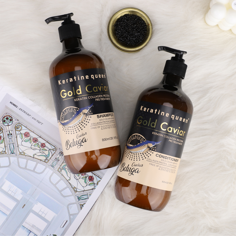 Hair Loss Caviar Hair Care Set Organic Black Gold Caviar Shampoo Conditioner Oil-Control Refreshing Products for Salon