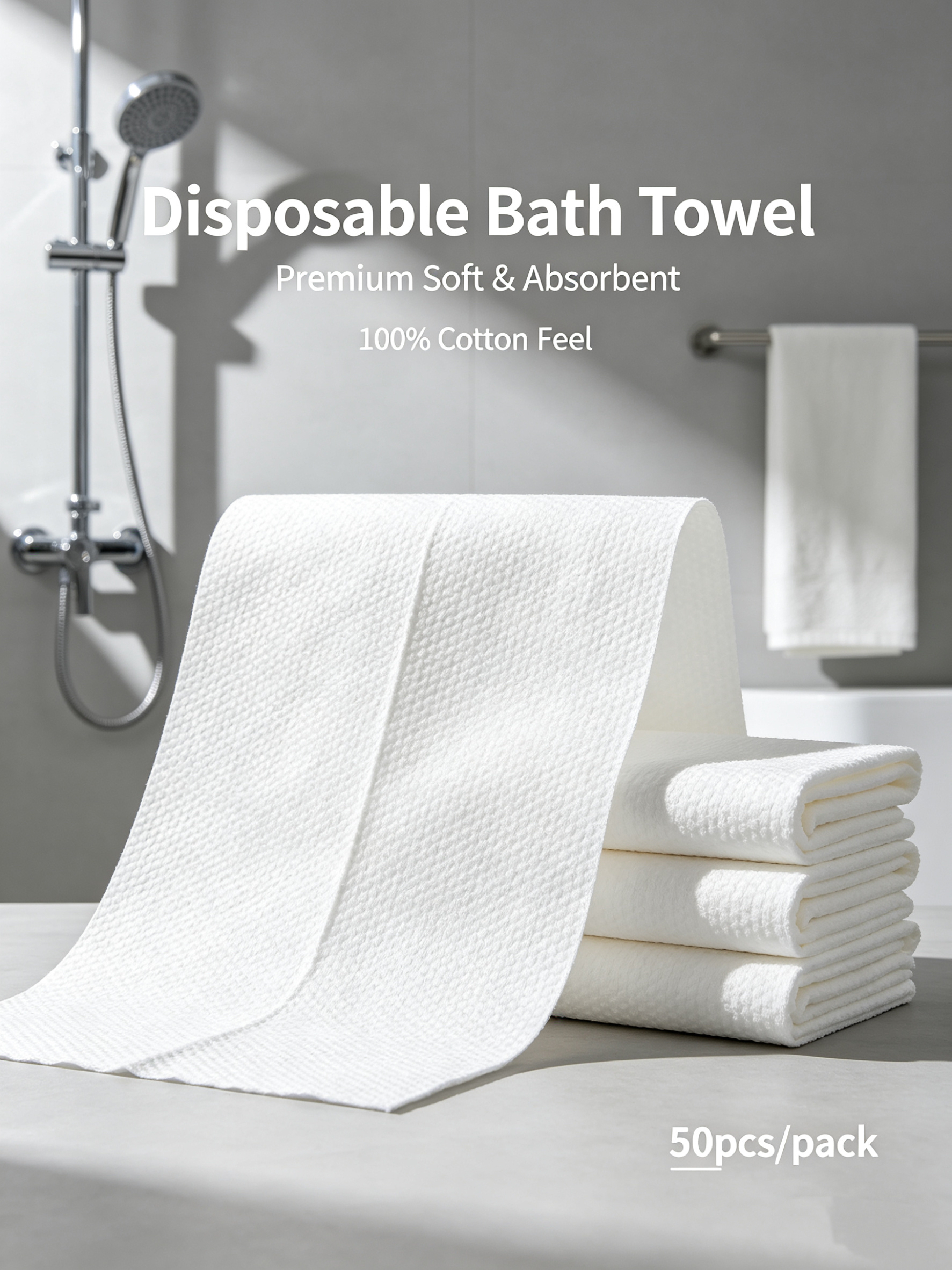 Eco-friendly Disposable Mix Wood Pulp Bath Towel Rectangular Shape 19.0in+ Width &amp; 30.0in+ Length for Beauty Salon One-Time Use