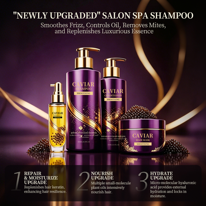 Luxury Caviar Hair Treatment Set Shampoo Mask and Hair Oil Deep Nourish Smooth Shine Salon Professional Private Label