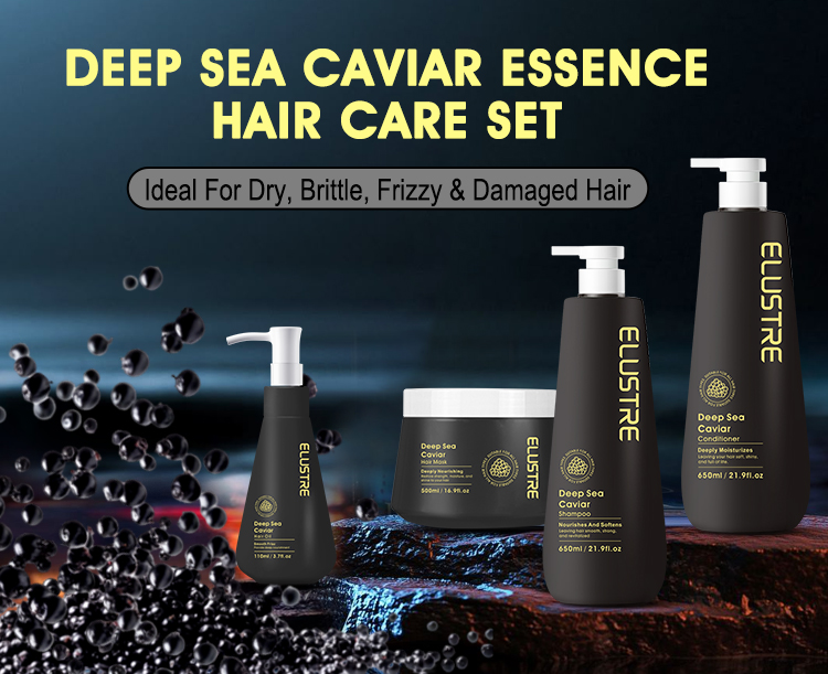 Private Label Luxury Salon Hair Care Deep Sea Black Caviar Extract Hair Care Shampoo and Conditioner Set