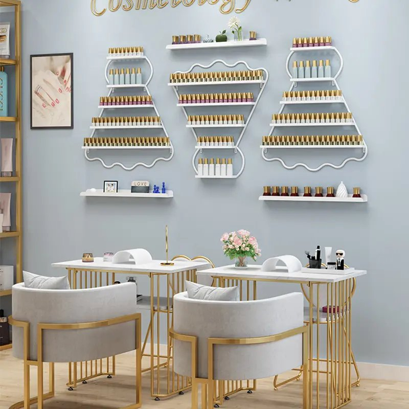 Modern Art Elegant Cosmetic Beauty Product Nail Salon Storage Display Rack