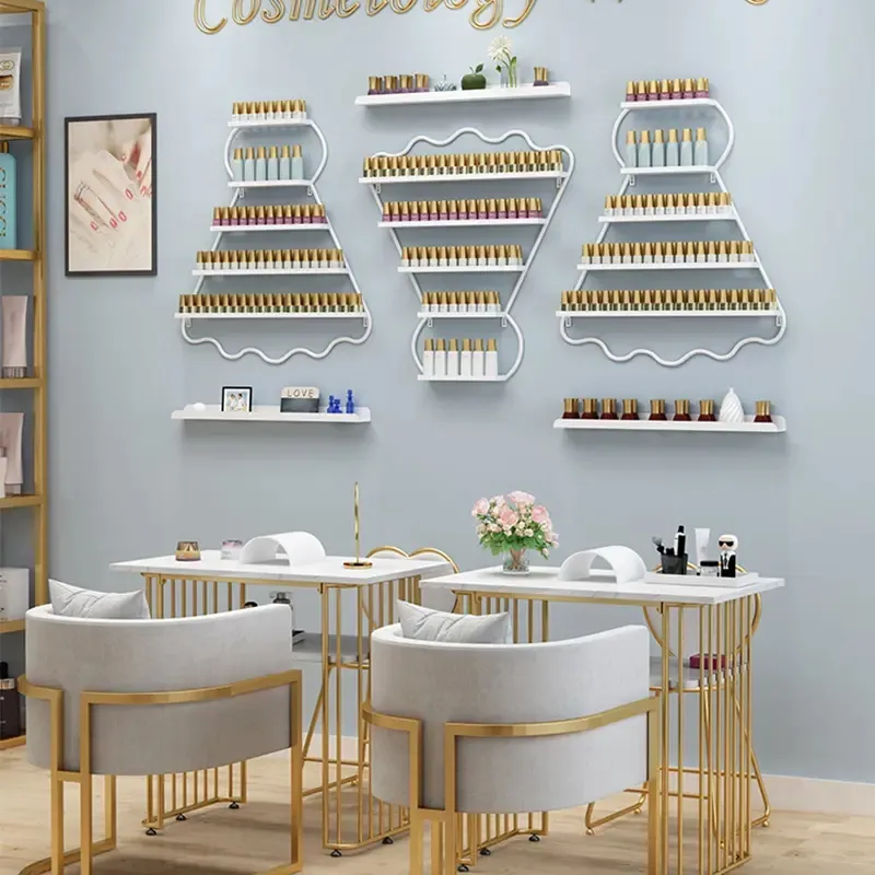 Modern Art Elegant Cosmetic Beauty Product Nail Salon Storage Display Rack
