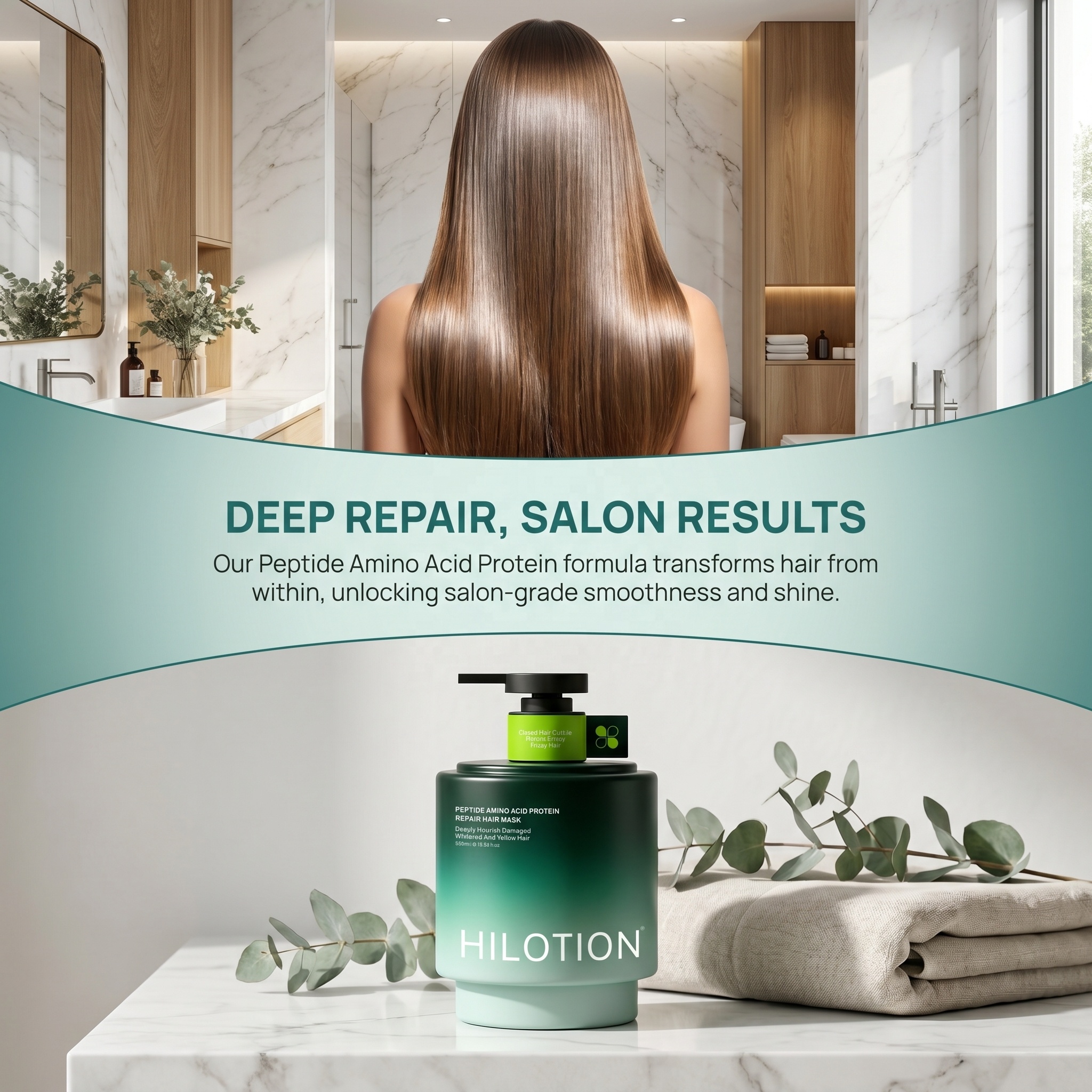 Hilotion Intensive Repair Protein Hair Masking Conditioner with Amino Acid Peptides for Damaged Hair Treatment US EU Salon