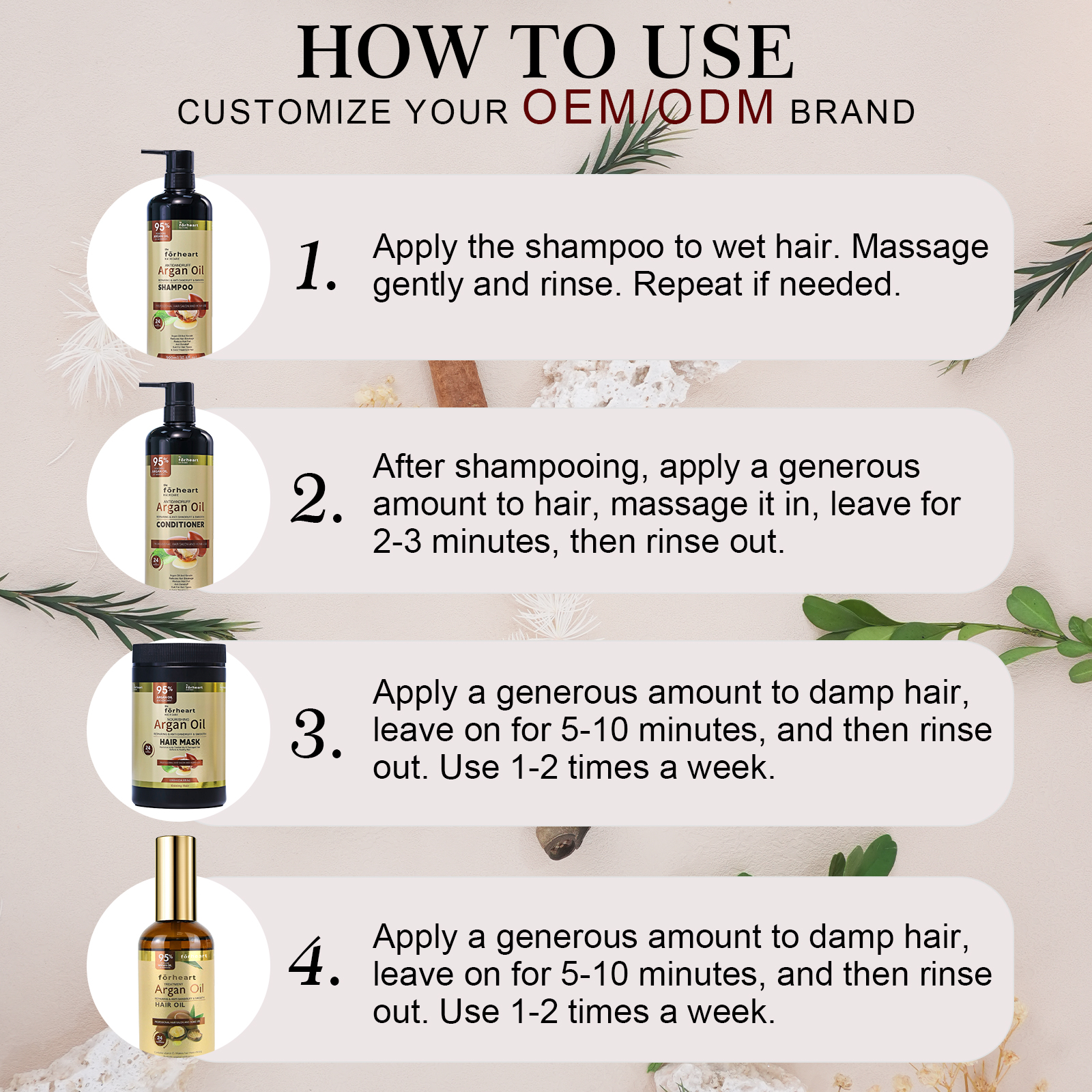 Private Label OEM ODM Premium Grade Argan Oil Shampoo Hair Growth Nourishing Hair Care Set Anti-dandruff Shampoo for Natural