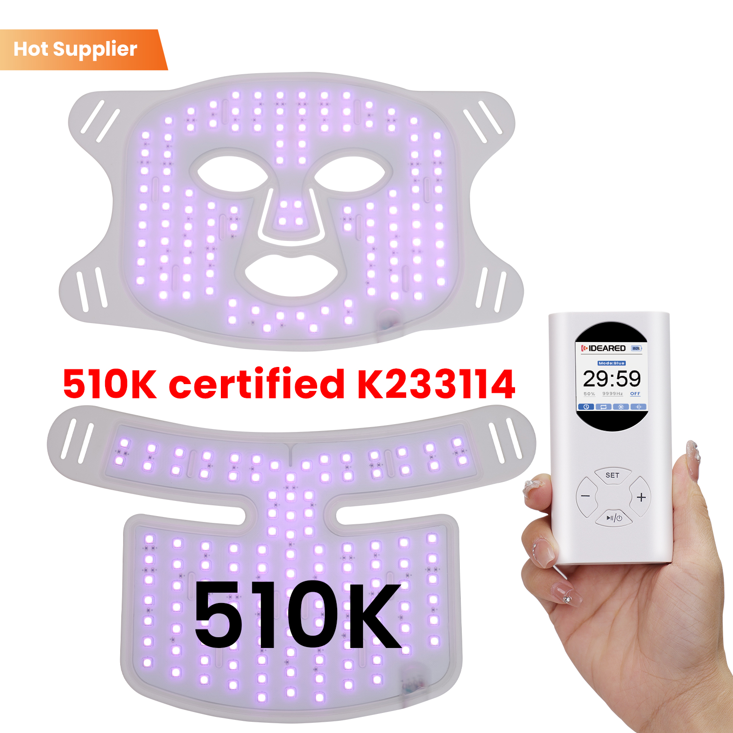 Shenzhen Factory Price 3 in 1 Led Chips Silicone LED Light Therapy Beauty Mask RED NIR Light Facial Face Red Light Therapy Mask