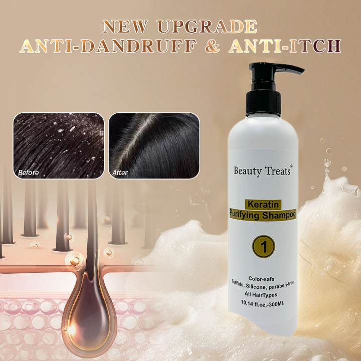Organic Keratin Argan Oil Anti-Dandruff Shampoo Oily Salon Use Deep Cleaning Smoothing Color-Protection Vegan Silicone-Free