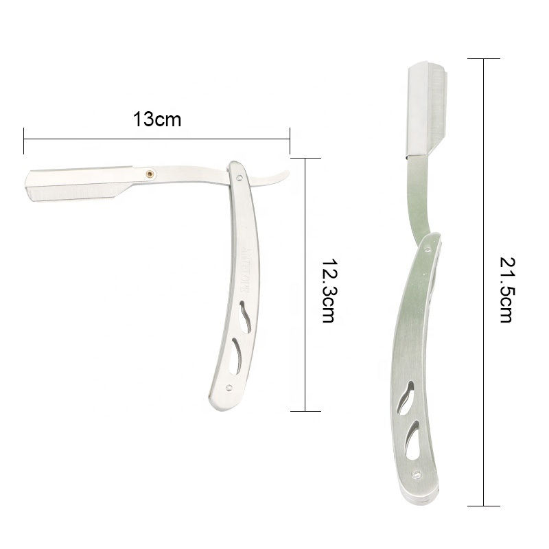 Supoer Stainless Steel Folding Shaving Razor Straight Barber Razor with Blade