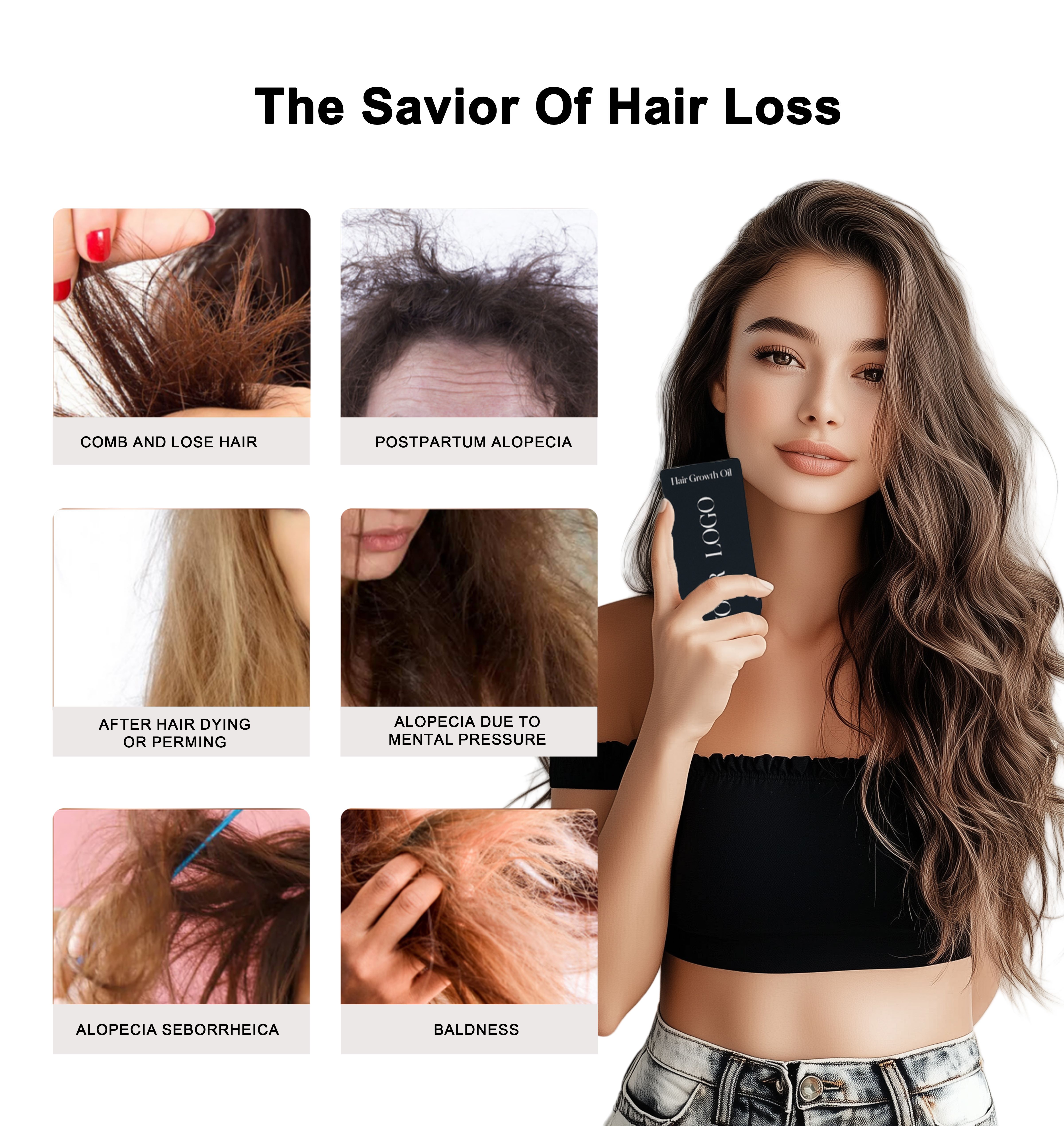 Private Label Natural Organic Biotin Keratin Anti Loss Regrowth Hair Treatment Scalp Care Products Hair Growth Oil Serum