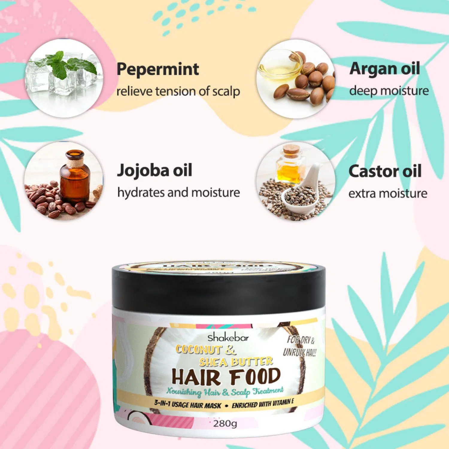 Professional Hair Care Product Sulfate Free Caster Oil Hair Food with Private Label