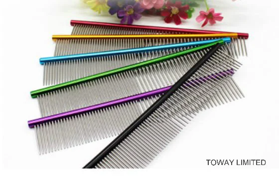 Colored Painted Stainless Steel Dog Combs Hair Massage Pet Products