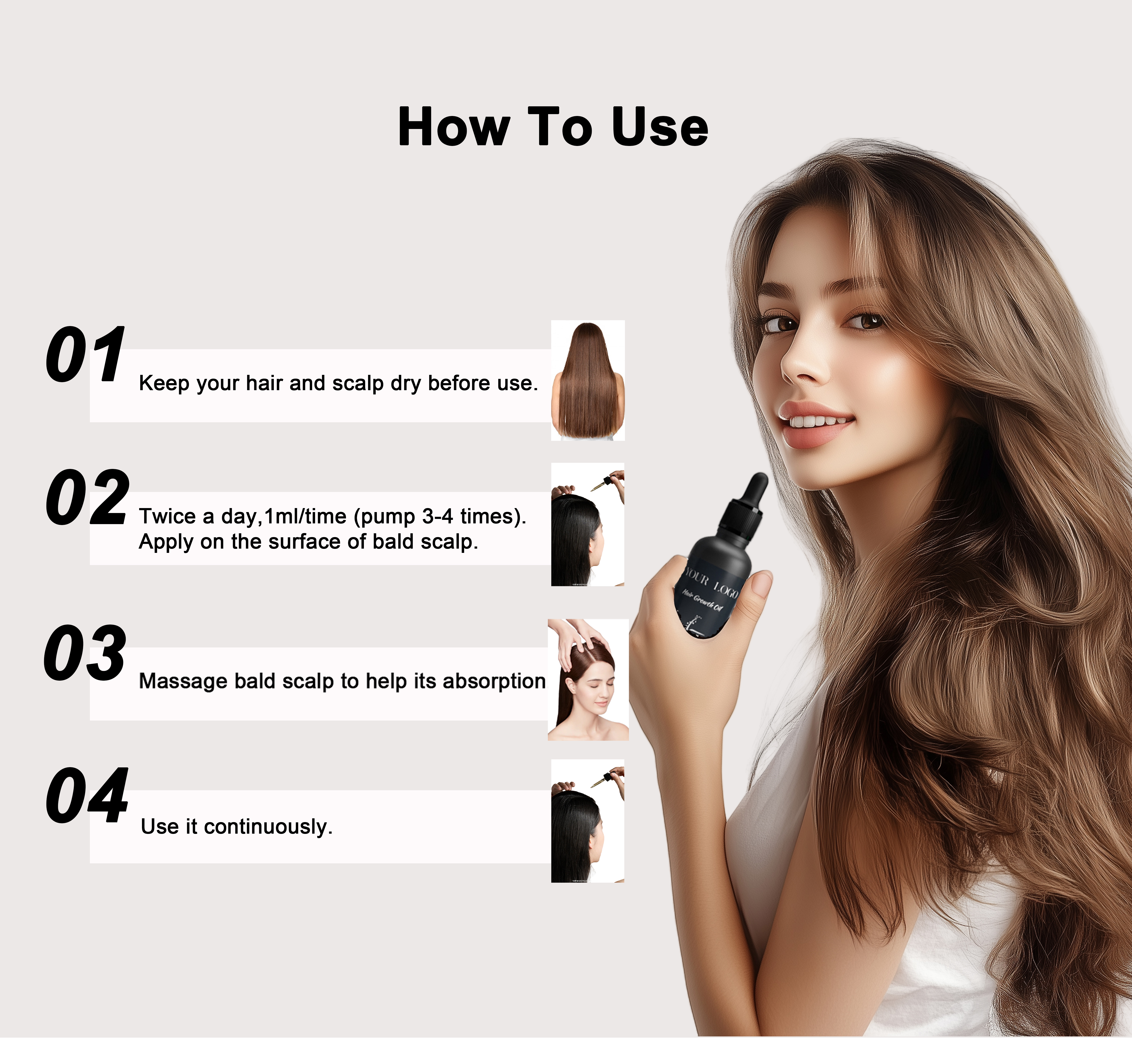 Private Label Natural Organic Biotin Keratin Anti Loss Regrowth Hair Treatment Scalp Care Products Hair Growth Oil Serum