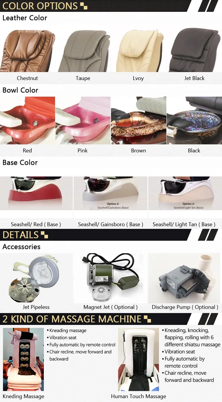 Acrylic Nail Product with Elegance SPA Pedicure Chair Foot Massage Details