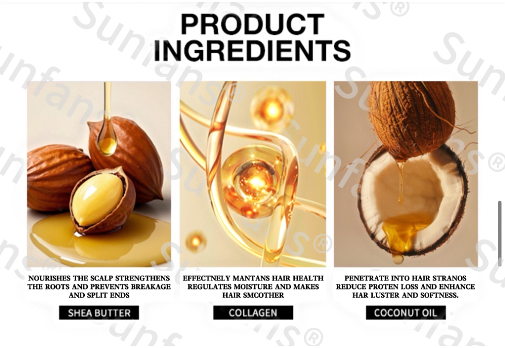 Sunfans Powerful Organic Hair Care Cream Coconut Oil Dogwood Seed Oil Herbal Trehalose Nourishing Amino Acid Hair-Repairing