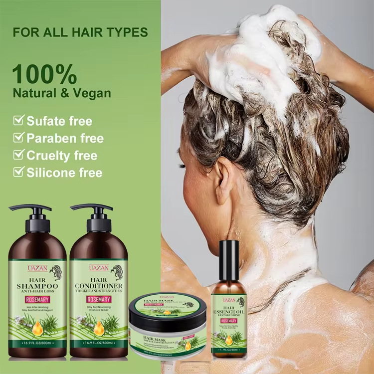 Professional Custom Vegan Natural Rosemary Mint Smoothing Anti-Dandruff Anti-Frizz Scalp Hair Shampoo 500ml Nourishing Damage
