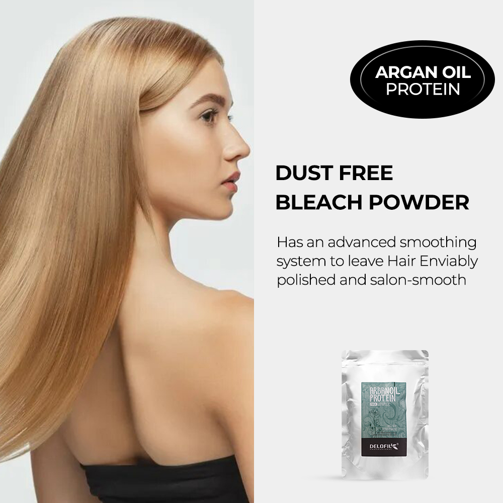 Professional Salon Dust Free Hair Bleach Powder Argan Oil Protein Minimizes Scalp Damage Lifts up to 7 Levels for Highlighting