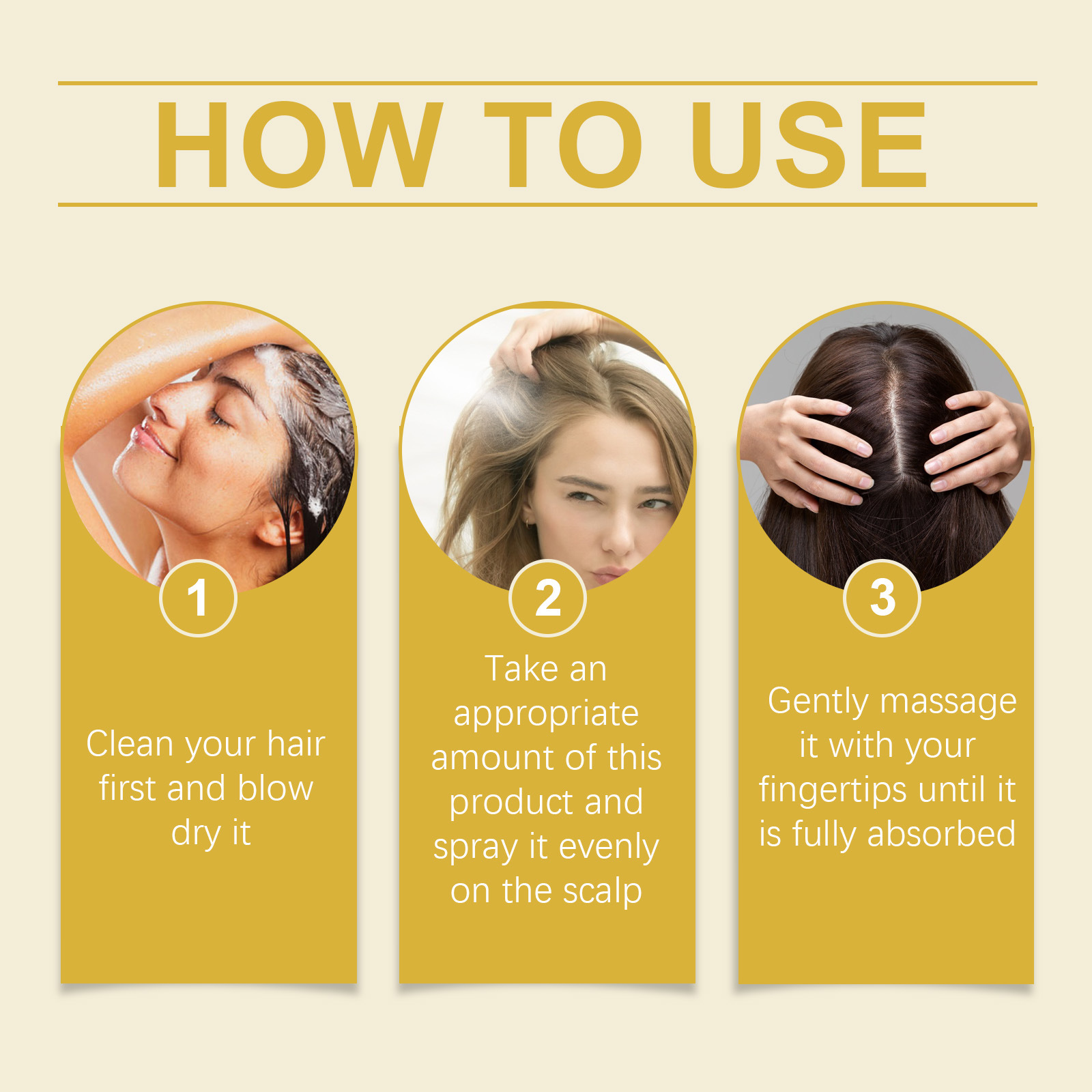 Private Label Organic Ginger Hair Oil Tonic Spray Nourishing Moisturizing Scalp Massaging Brush Set 30ml Travel Gift for Head