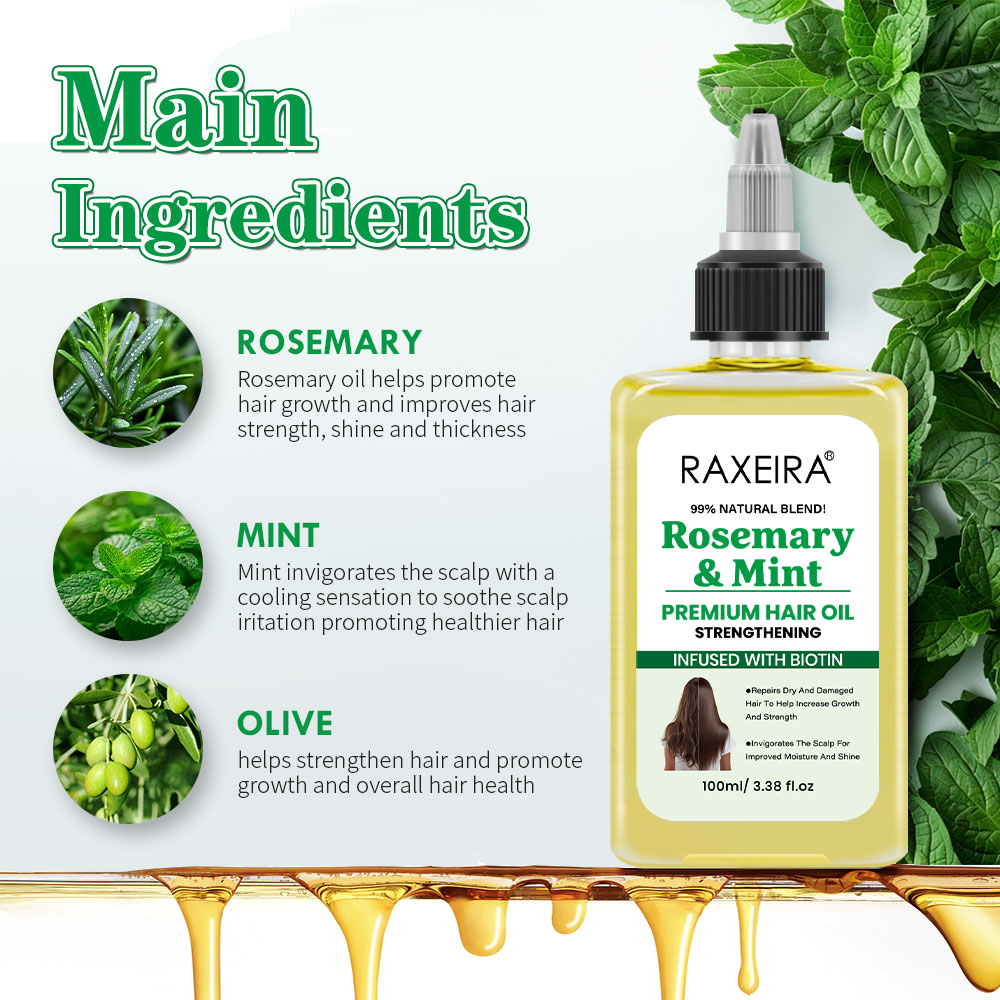 New Rosemary Mint Hair Oils for Hair Growth Peppermint Herbal Repair Serum Natural Scalp Care Strengthening Hair Essential Oil