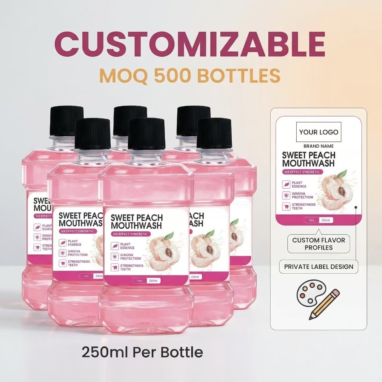 Custom Logo Various Flavors MouthWash Wholesale Stock Daily Oral Cleaning Mouth Rinse