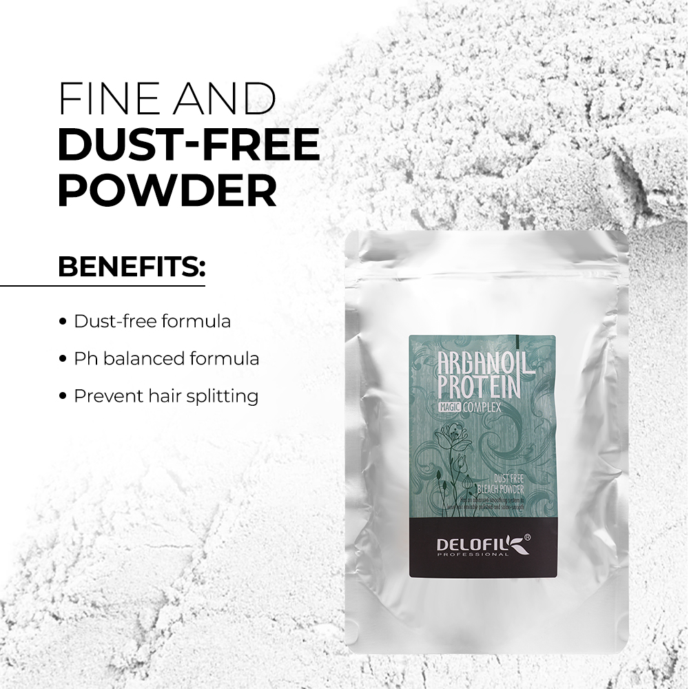 Professional Salon Dust Free Hair Bleach Powder Argan Oil Protein Minimizes Scalp Damage Lifts up to 7 Levels for Highlighting