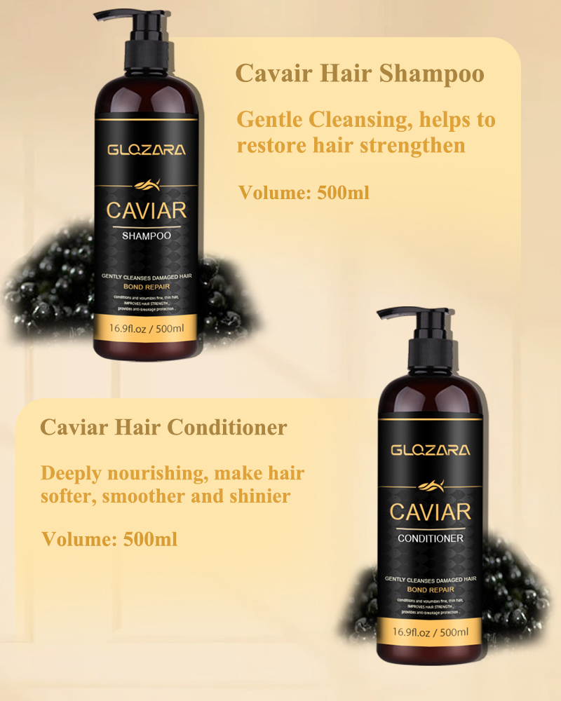 Private Label Luxury Salon Hair Care Treatment Caviar Essence Anti Frizzy Hair Deep Sea Caviar Shampoo and Conditioner