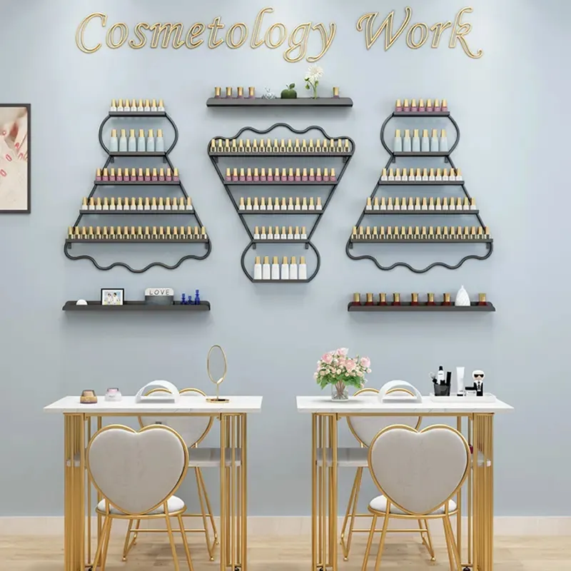 Modern Art Elegant Cosmetic Beauty Product Nail Salon Storage Display Rack
