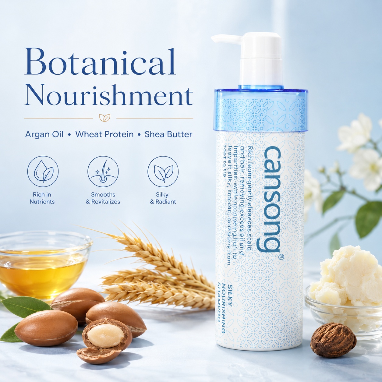 Herbal Keratin Smooth Shiny Hair Shampoo Salon Hair Care with Anti-Frizz Refreshing and Nourishing Formula Free Sample