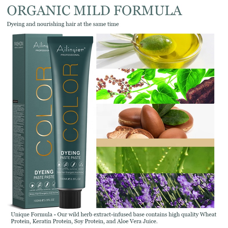 Ailinyier 100 Ml Custom Professional Herbal Low Ammonia Free Hair Dye Color Cream Permanent 112 Colors Fashion Color For Salon