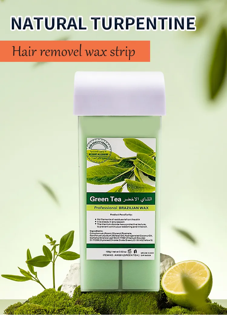100ml Cartridge Honey Soft Hair Removal Depilatory Wax for Women and Men at Home Roller Green Tea Body Waxing