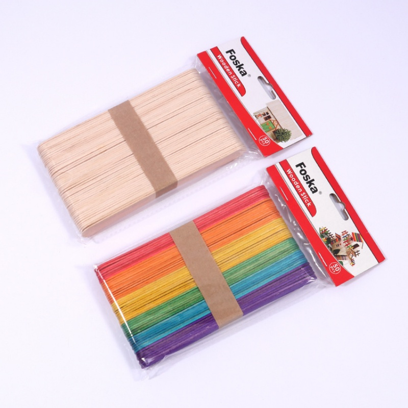 Foska Popsicle Sticks for Crafts Hair Removal and Waxing Flat Natural Color Wooden Crafts Sticks for Stirring Tongue Depressor