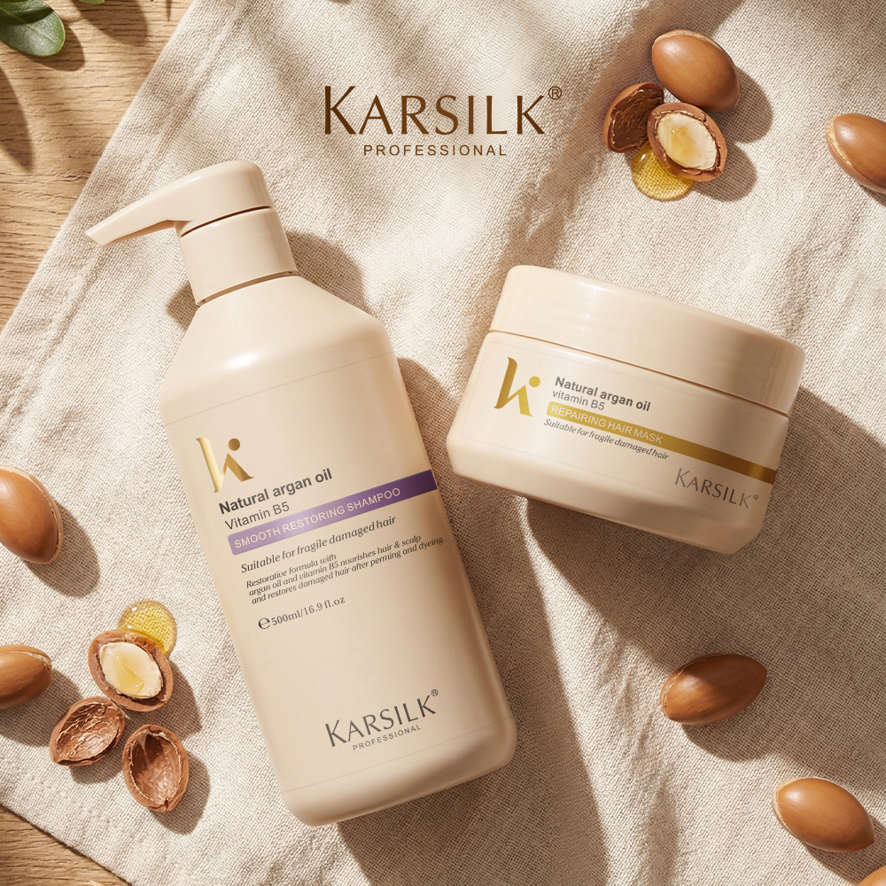Karsilk Shampoo Argan Oil Hair Care Smooth Strengthening Shampoo OEM Organic Biotin Hair Shampoo And Conditioner Hair Care Sets
