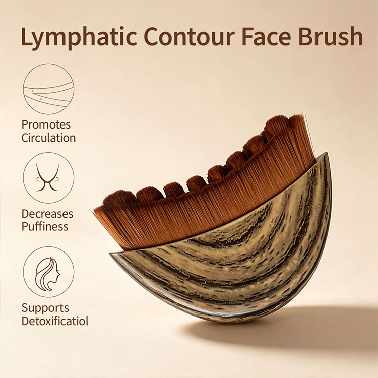 Custom Logo Dry Brush Gentle Face Massager Lymphatic Contour Oval Brush Daily Use Lymphatic Drainage Plastic Handle