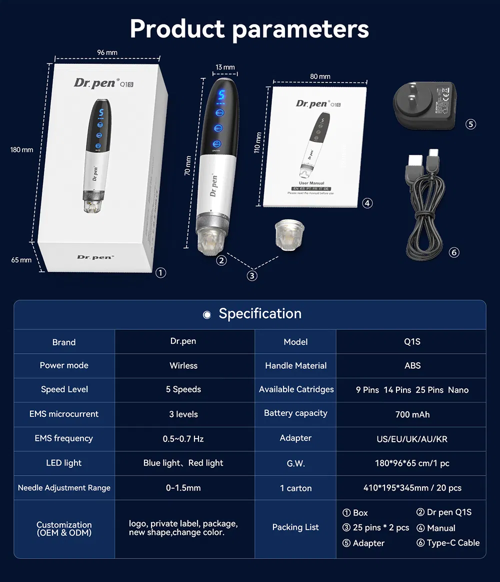 Professional Medical Grade Microneedling Pen Biopen EMS Microneedlng Pen Skincare Device EMS 5 Speeds LED Light Therapy Device for Sales