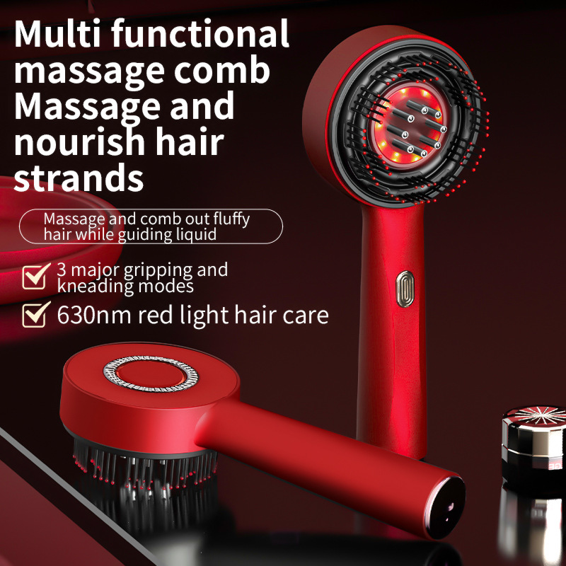 2024 New Hair Growth Applicator Hair Oil Comb Heating Electric Scalp Massage Brush Brush Electric Red Light