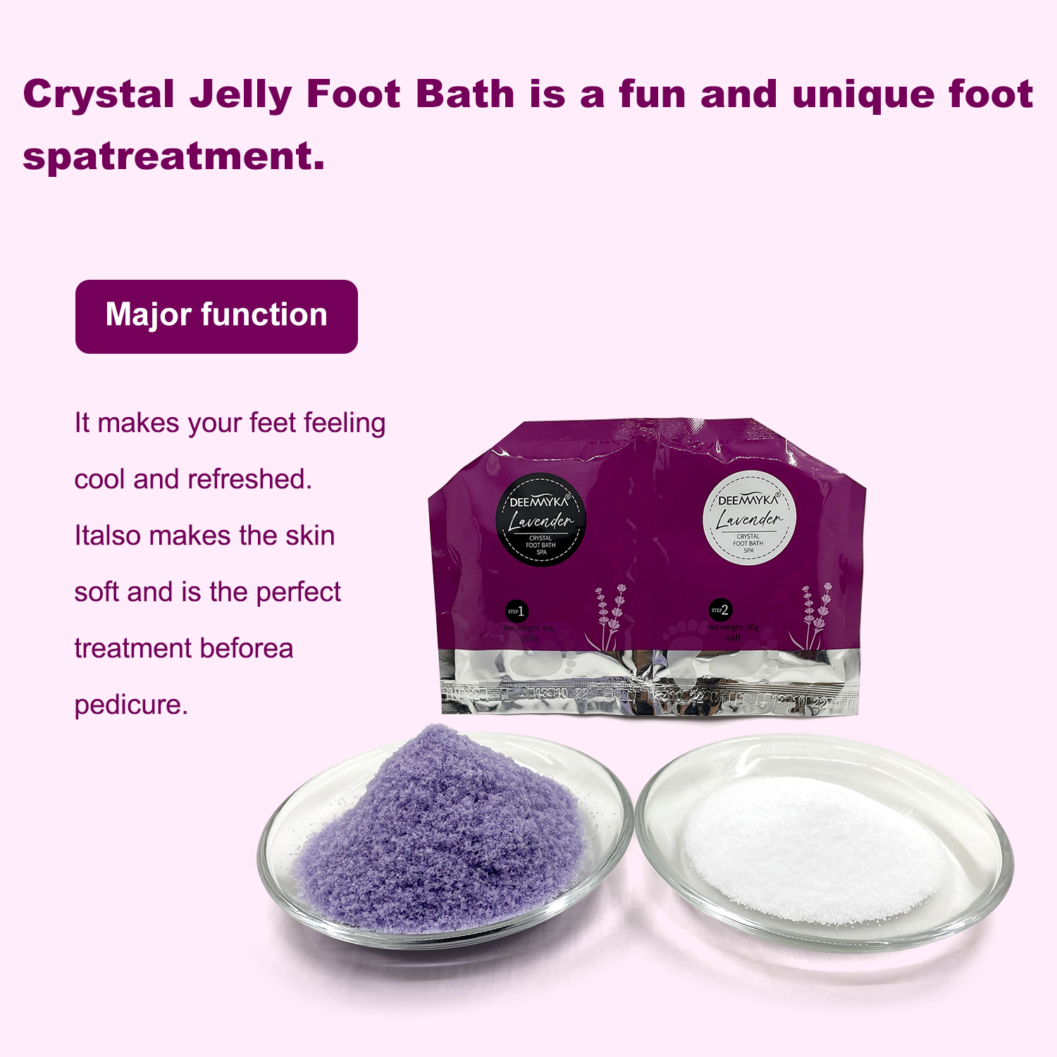 Soaking Crystal Pink Salt Bath Salts Lavender Crystal Foot Bath Spa Organic Lavender Jelly Spa Powder