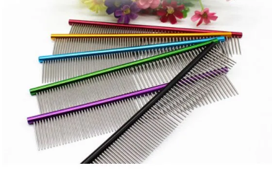 Colored Painted Stainless Steel Dog Combs Hair Massage Pet Products