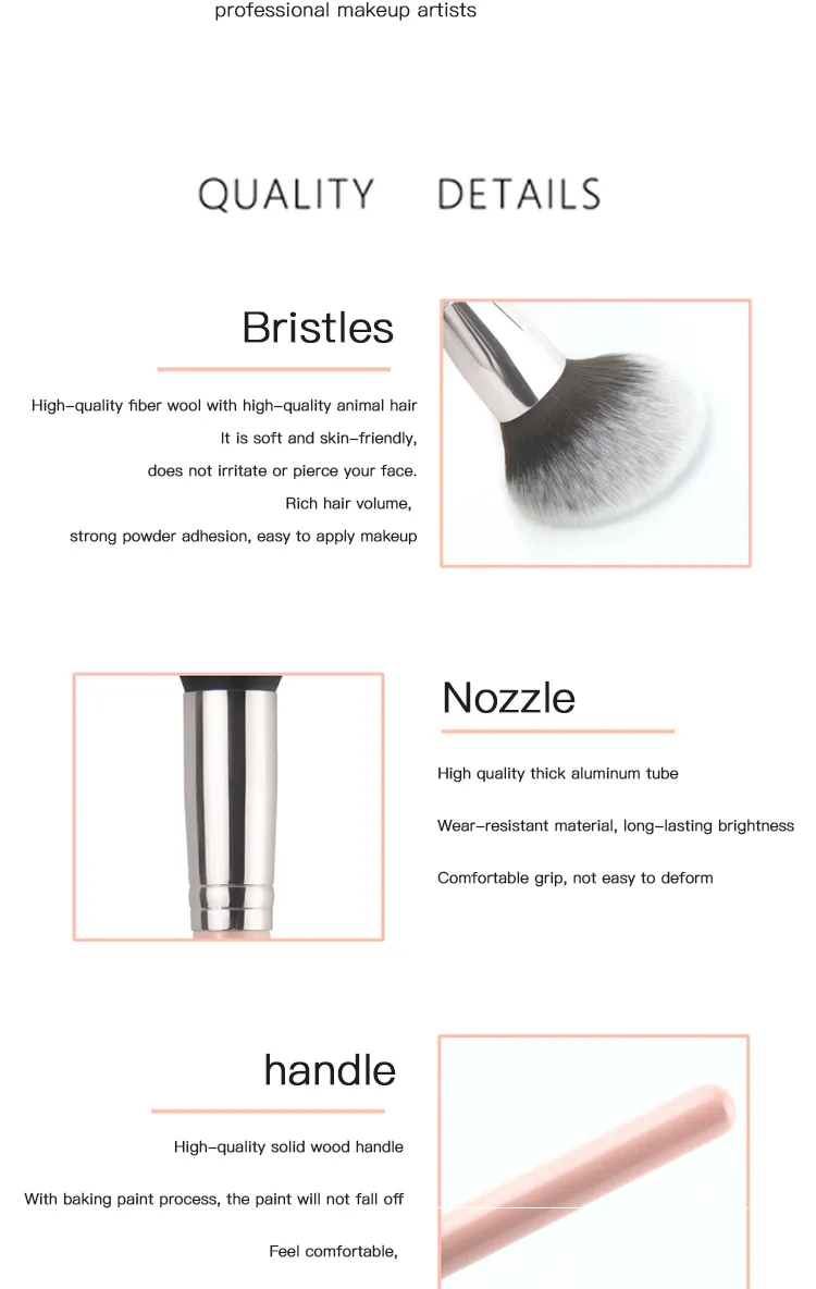 Easily Grasp Powder Brush Sets Makeup Private Label 13 PCS Pink Makeup Brusheshot Sale Products