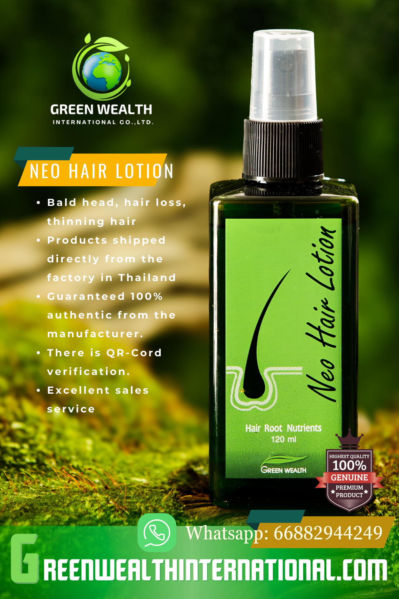 Neo Hair Lotion by Green Wealth Premium Organic Hair Treatment Spray for Daily Use Fast Shipping From Thailand Damage Hair Care