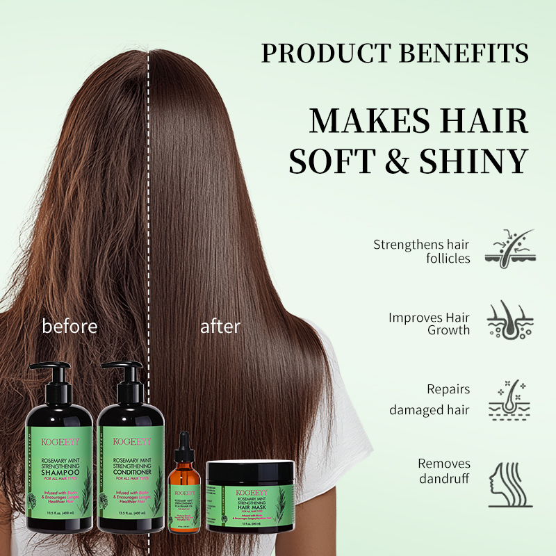 KOGEEYY Private Label Rosemary Mint Anti Hair Loss Treatment Mask Growth Products Shampoo and Conditioner Hair Wash and Care Set