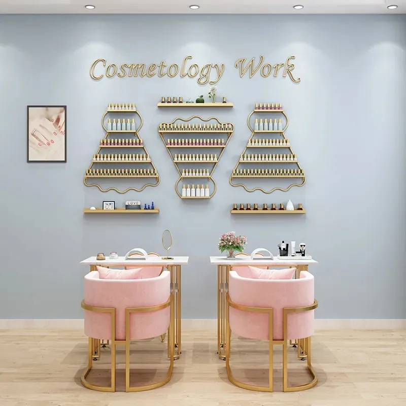 Modern Art Elegant Cosmetic Beauty Product Nail Salon Storage Display Rack