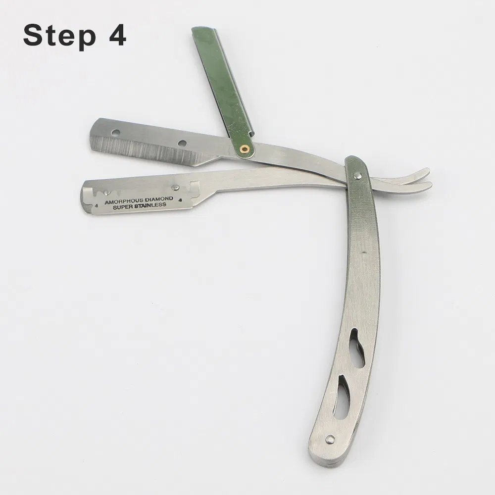 Supoer Stainless Steel Folding Shaving Razor Straight Barber Razor with Blade