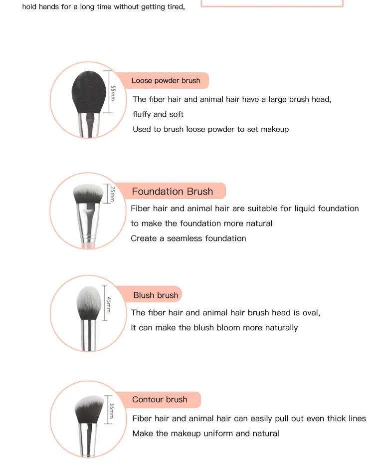 Easily Grasp Powder Brush Sets Makeup Private Label 13 PCS Pink Makeup Brusheshot Sale Products