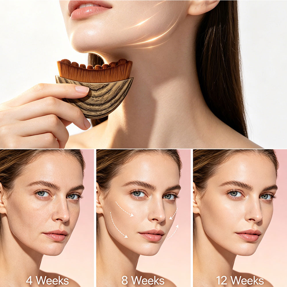 Custom Logo Dry Brush Gentle Face Massager Lymphatic Contour Oval Brush Daily Use Lymphatic Drainage Plastic Handle