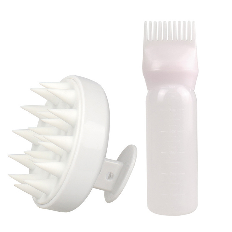 Wholesale Pink Black Purple White Hair Wash Comb And Massage Brush Bottle Set For Hair Salon