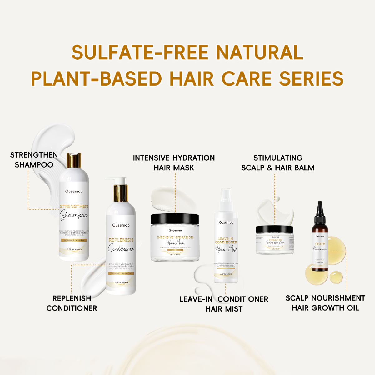 Organic Healthy Hair Care Kit Scalp Treatment Hydration System for All Hair Types Shampoo Conditioner Hair Mask Mist Routine Set