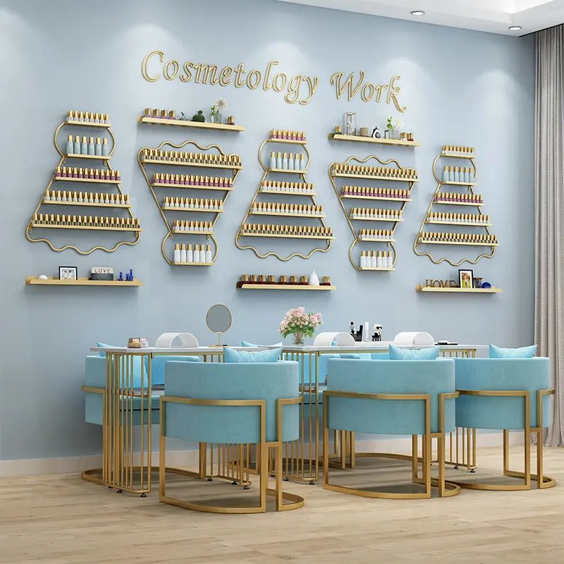 Modern Art Elegant Cosmetic Beauty Product Nail Salon Storage Display Rack