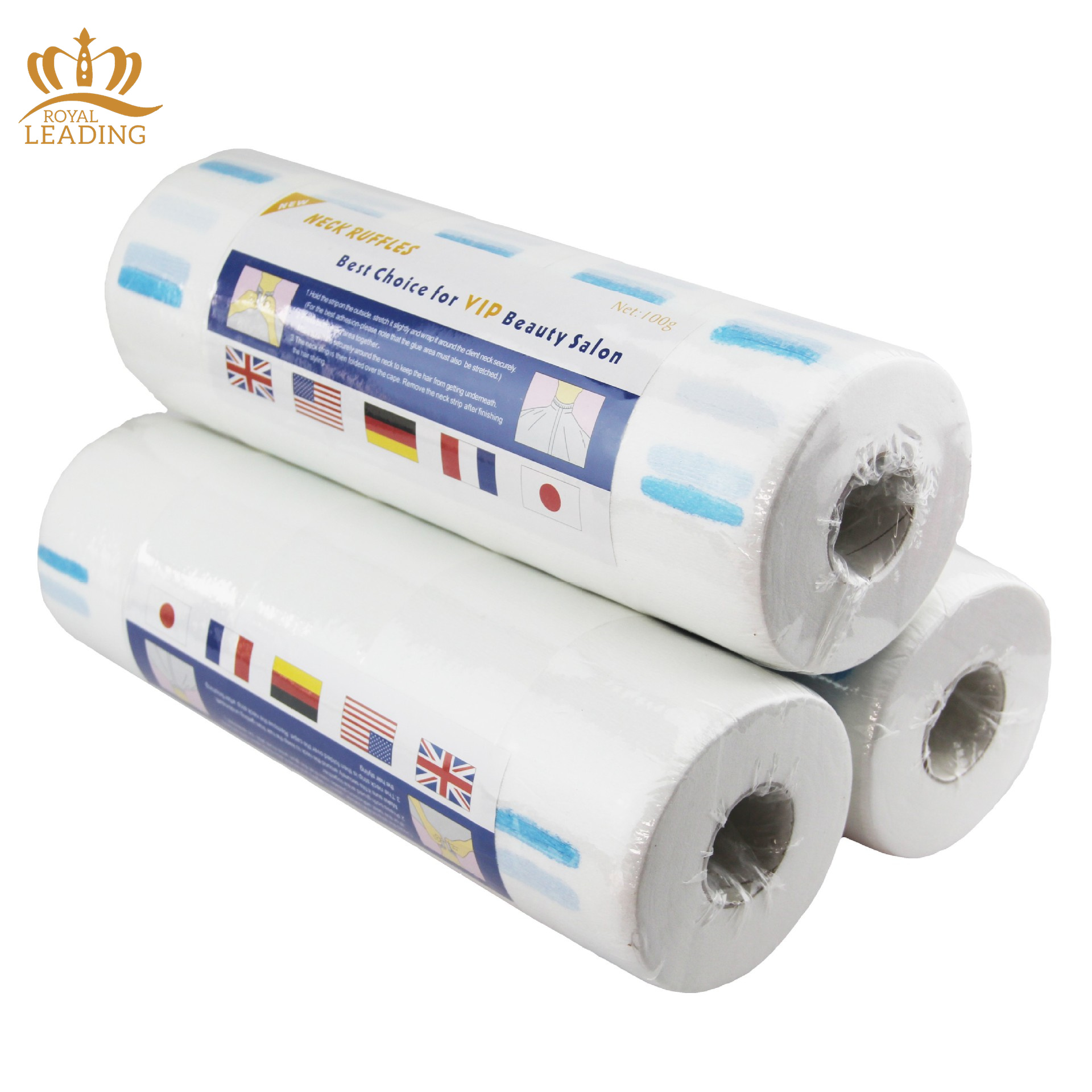 High Quality Barber Supplies Disposable Neck Strips Ruffles Beauty Salon Hairdressing Black Neck Roll Paper