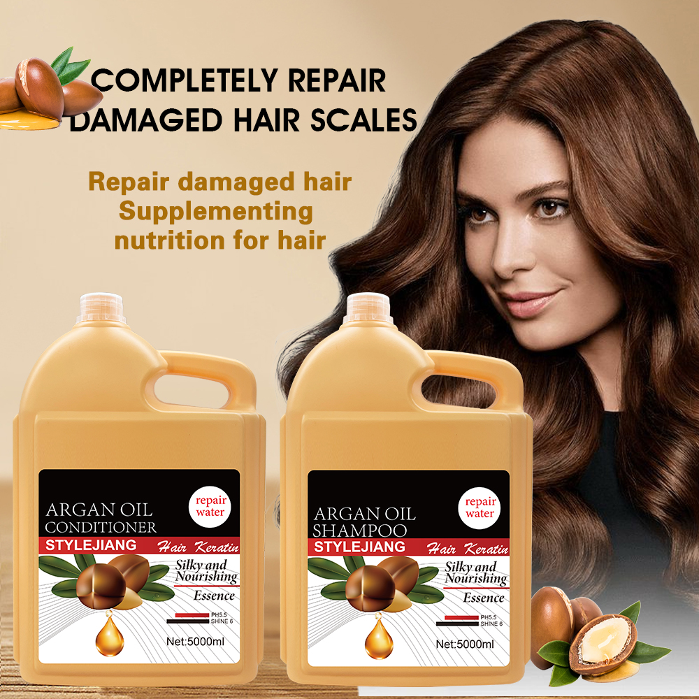 Salon Use Organic Big Volume 5L Cream Shampoo &amp; Conditioner Hair Care Set Argan Oil Sulfate Free Silky Nourishing 2-in-1 Formula