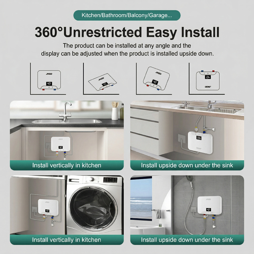 Energy Saving 220V 240V 3.5kW-6kW Tankless Water Heater Bathroom Kitchen Basin Smart Electric Instantaneous Shower Heater Geyser