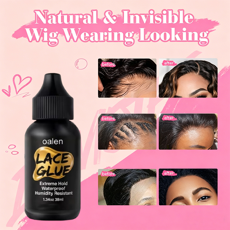 Oalen Invisible Wig Bonding Glue Black Lace Adhesive Water Oil-Resistant for Secure and Natural-Looking Strong Hold Long Lasting