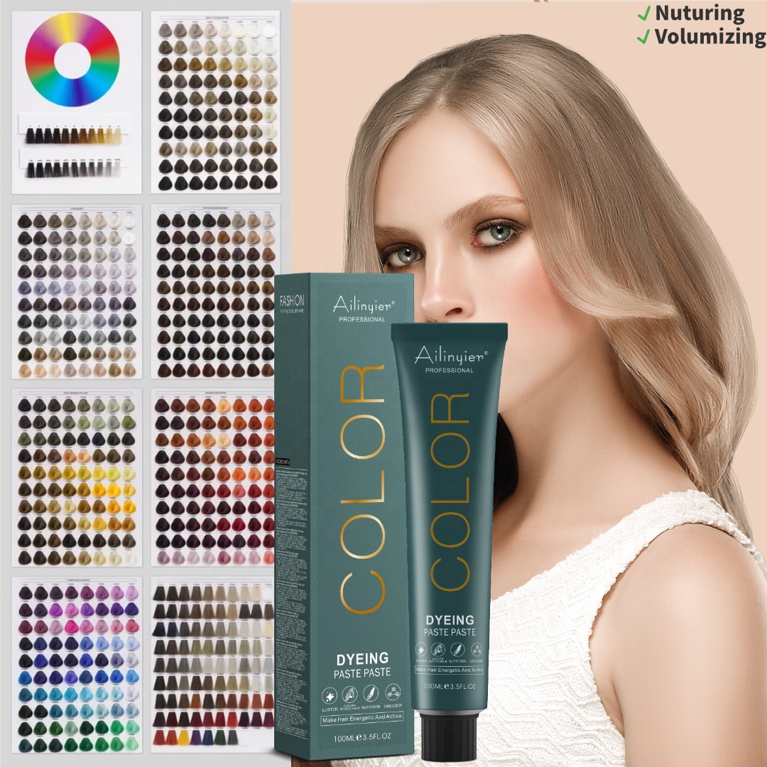 Ailinyier 100 Ml Custom Professional Herbal Low Ammonia Free Hair Dye Color Cream Permanent 112 Colors Fashion Color For Salon